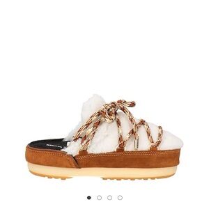 Moon Boot Clog - Women's Cozy White and Brown Slip-On Shoes